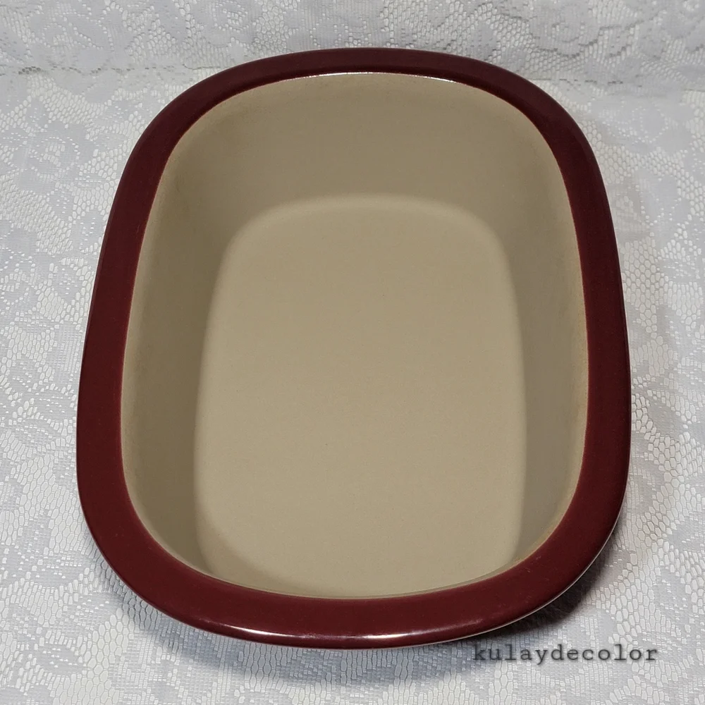 Pampered Chef 3.1 Qt Covered Stoneware Casserole Baking Dish Maroon Burgundy